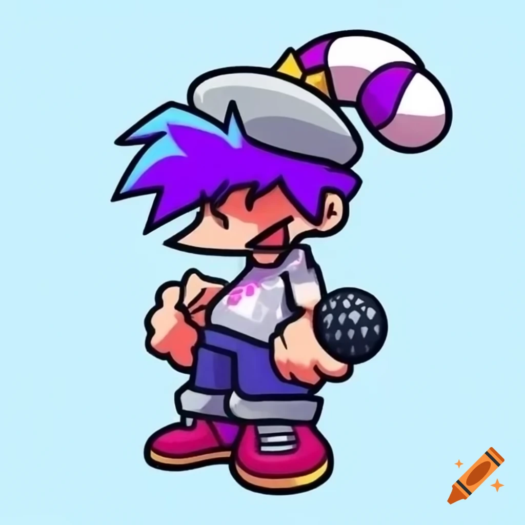 Girl With Purple Hair And Eyes In Dark Jacket And Purple Skirt Fnf 