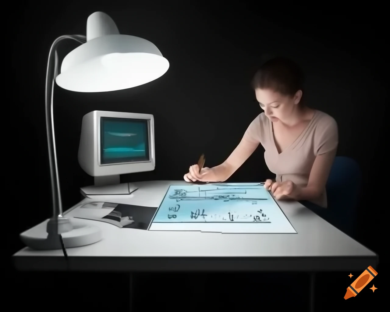 Detailed engineering drawing of mechanical design with parts fitting on small surfaces