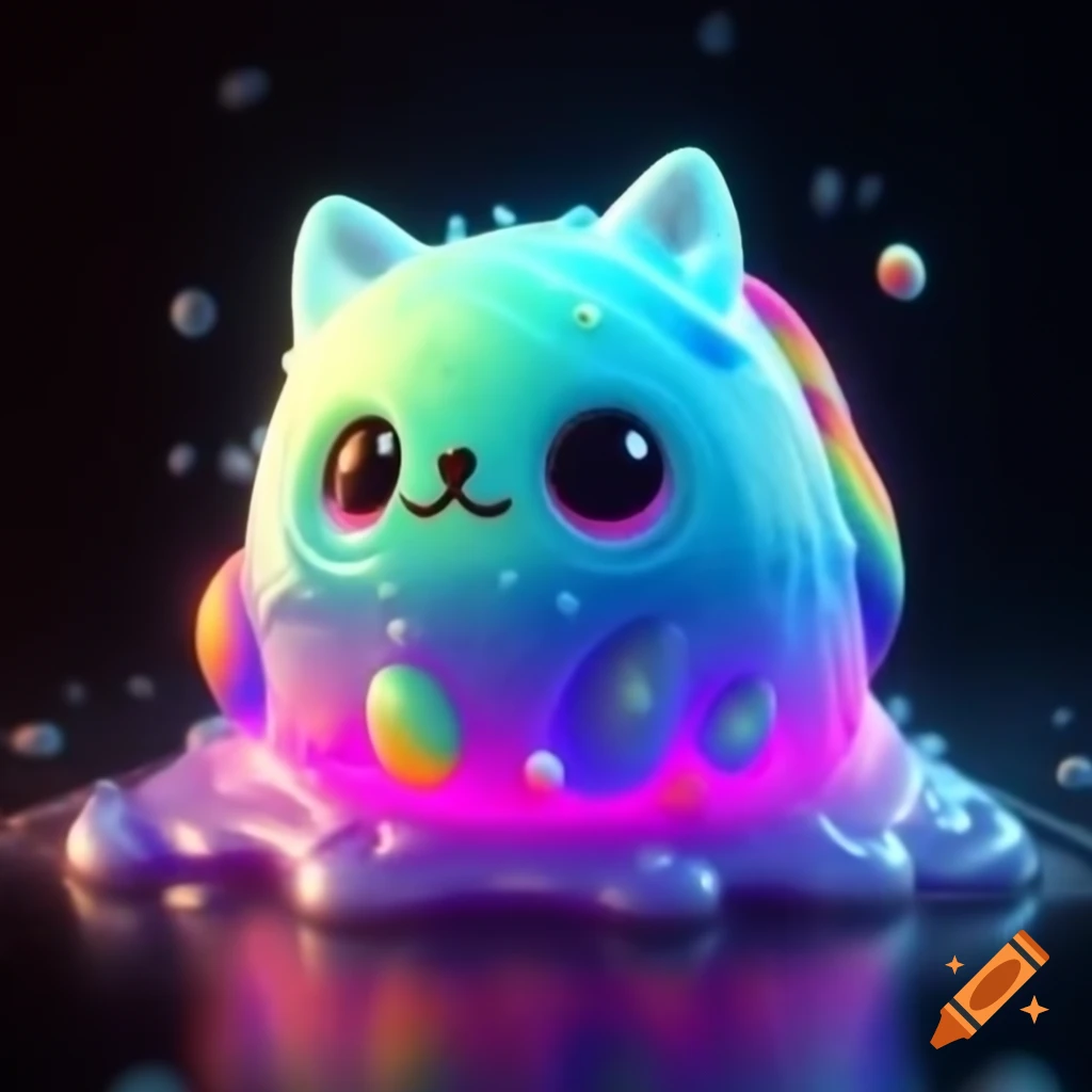 Cute anthro furry slime dog with rainbow crystal fur