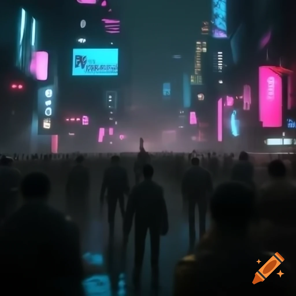 Dystopian festival in cyberpunk style