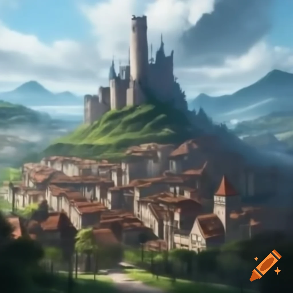 Medieval city with stunning castle on hill