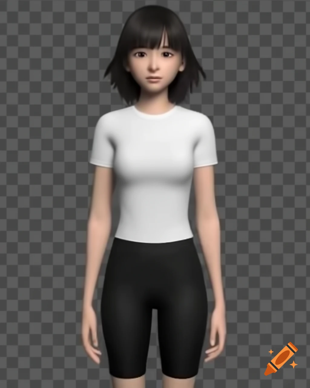 Front full-length portrait of a Chinese woman in sports attire, anime style