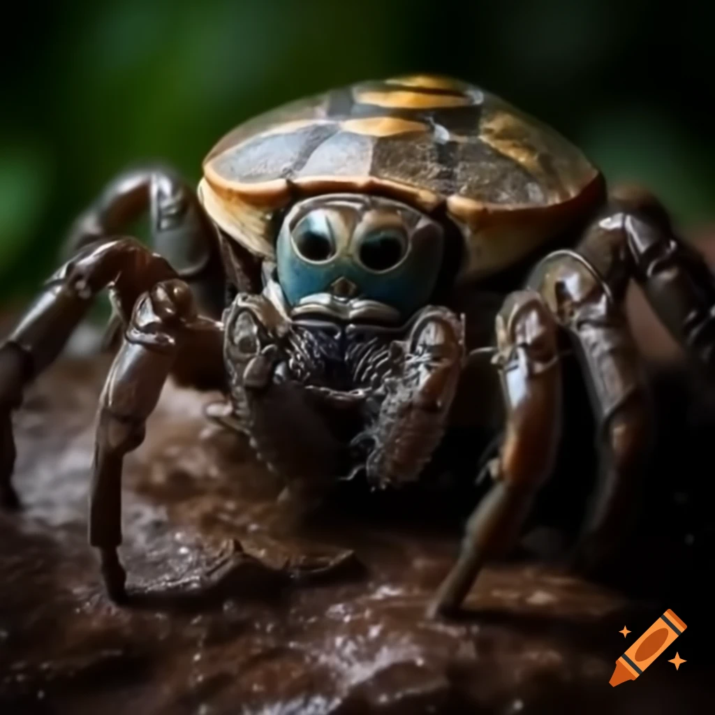 Large dark spider resembling a turtle shell