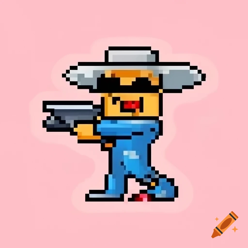 2D pixelated spy character holding a gun