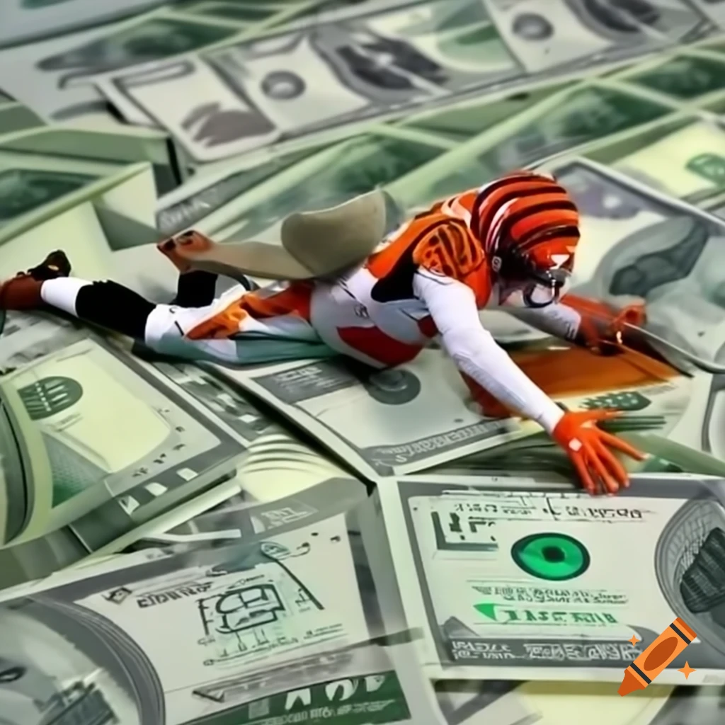 Bengals wide receiver diving one-handed catch of money in bank robbery scenario