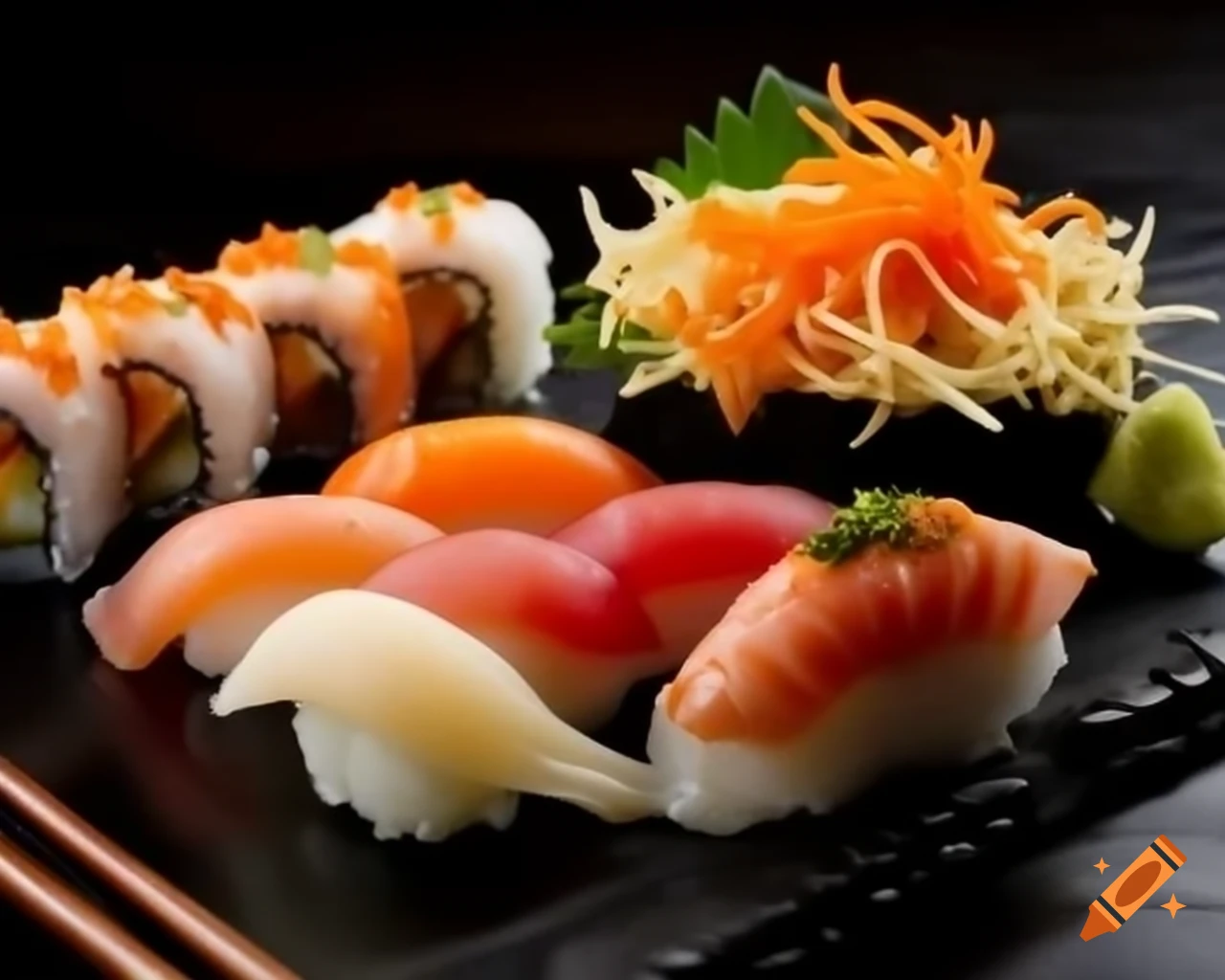 Sushi food photography with soft lighting