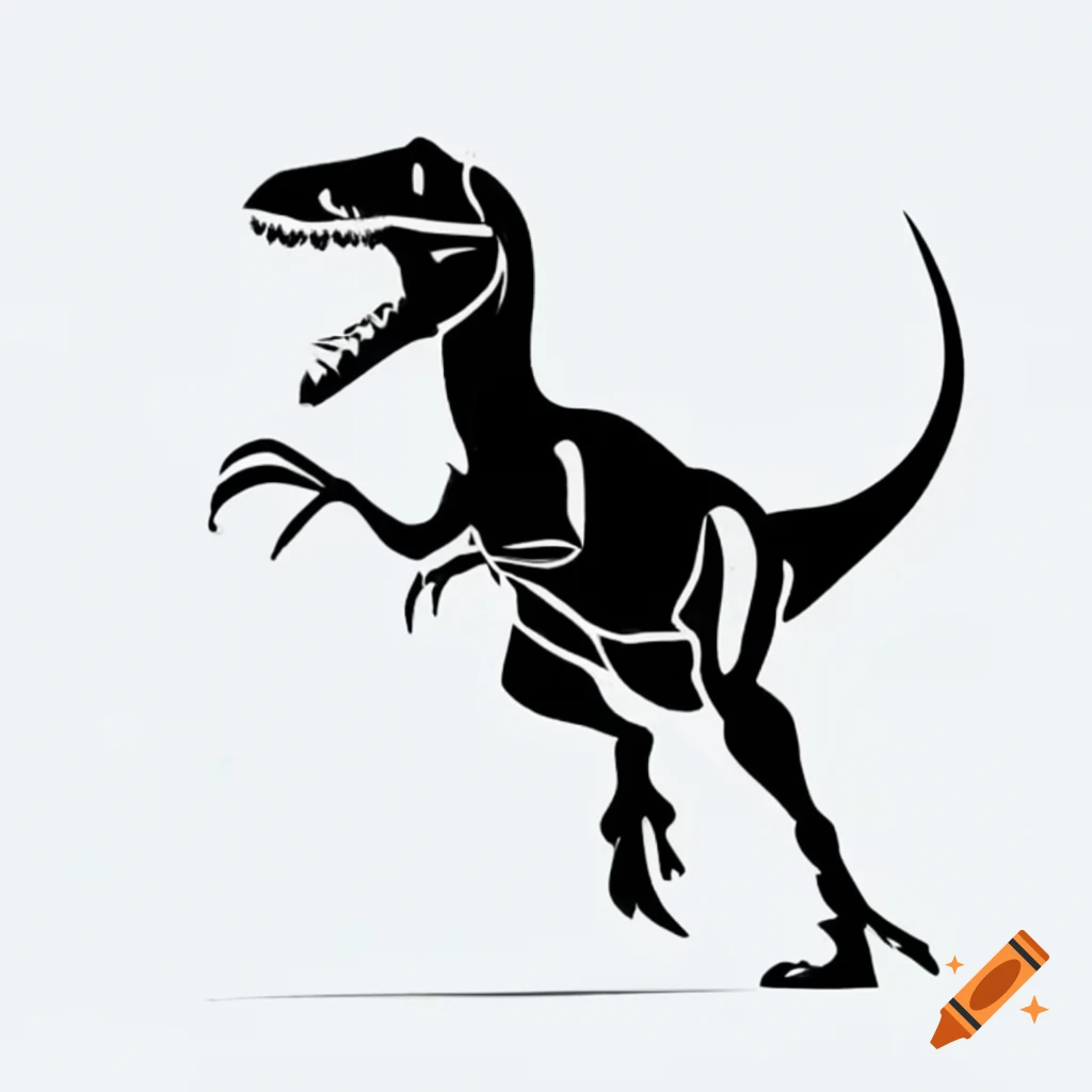 Silhouette of Velociraptor pouncing from side for modern profile image