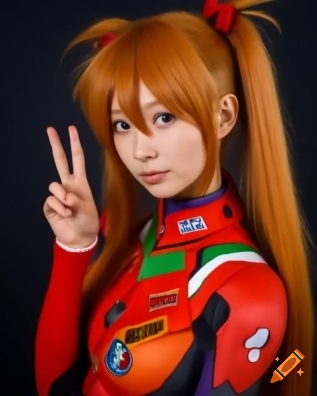 Award-winning cosplay of Russian Asuka Langley from Evangelion at Comiket, detailed portrait
