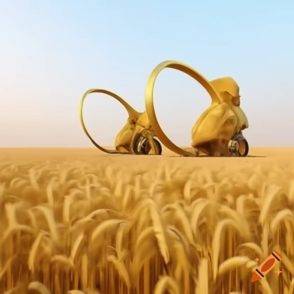 Chariot designed to glide over fields of golden grain with artificial stalks