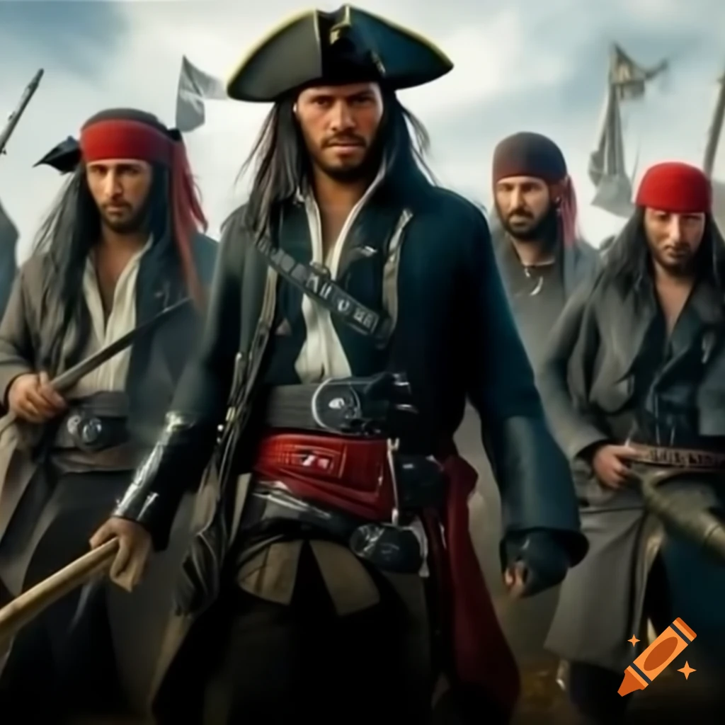 Group of pirates in a colorful setting