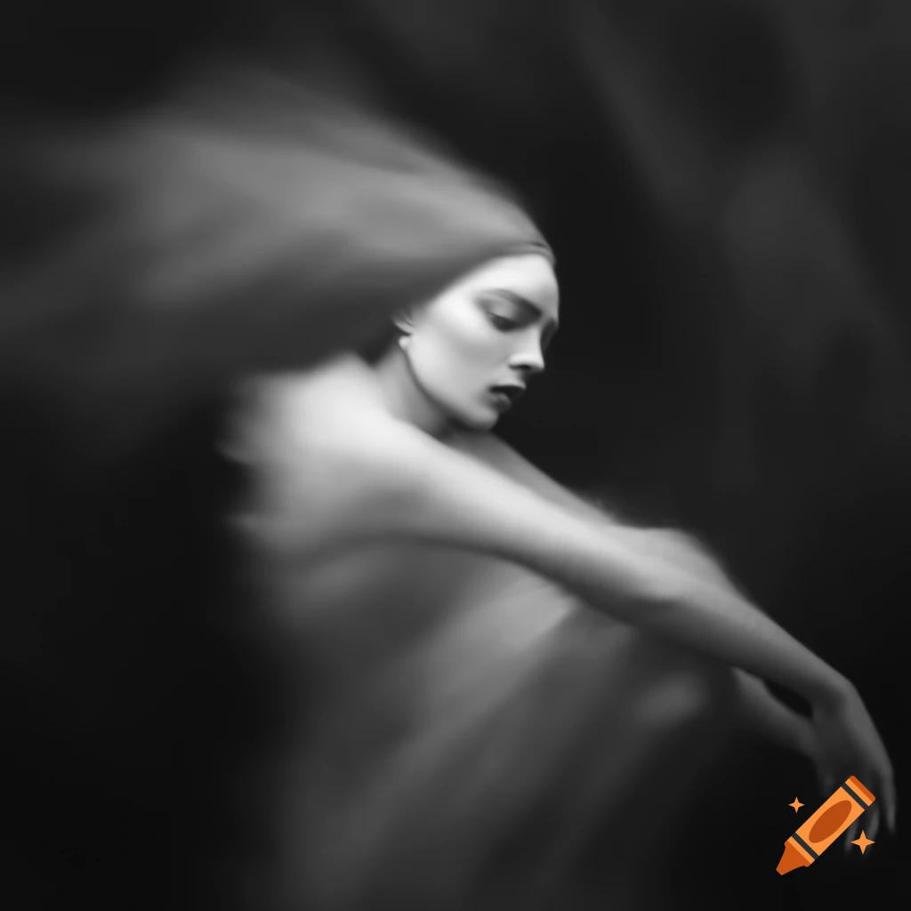 Surrealist monochrome artwork featuring abstract elements