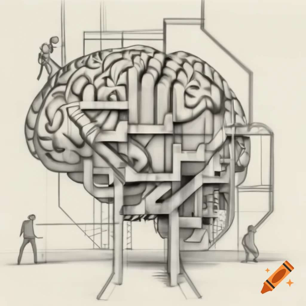 M. C. Escher inspired sketch of brain staircase