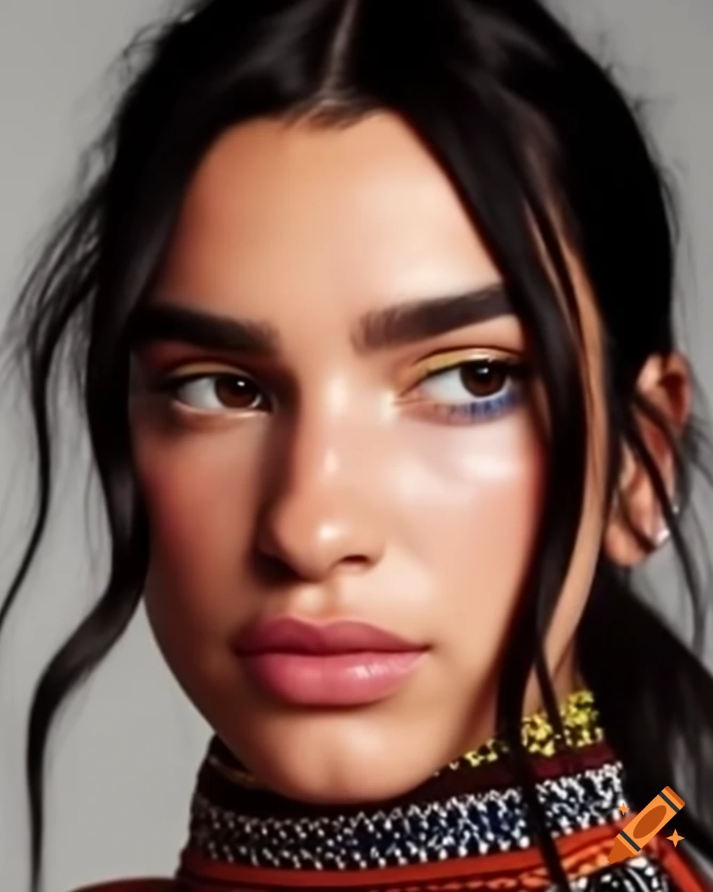 Dua Lipa with a vibrant expression