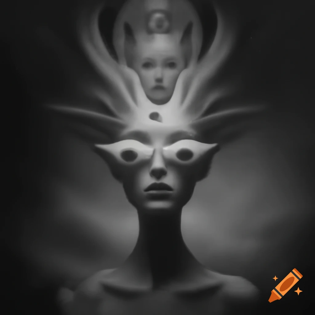 Surrealist monochrome art scene