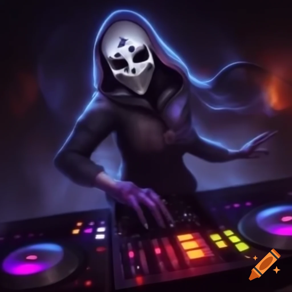 Female DJ with a mask, creating an intriguing atmosphere