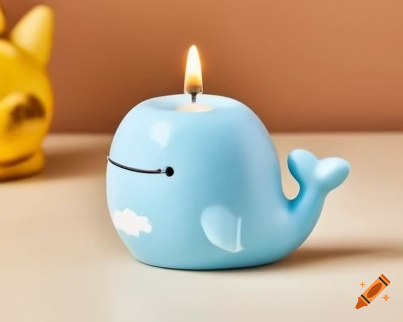 Kawaii whale-shaped candle in product photo