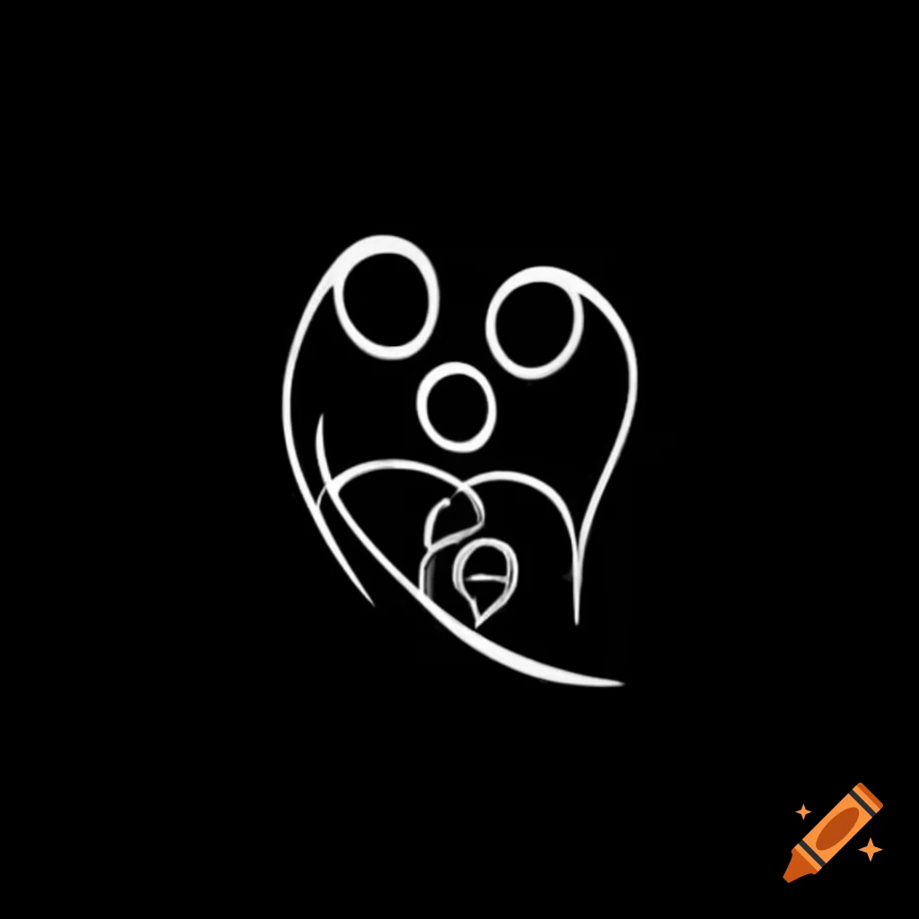 Minimalist abstract logo drawing of family with parents as half human half skull