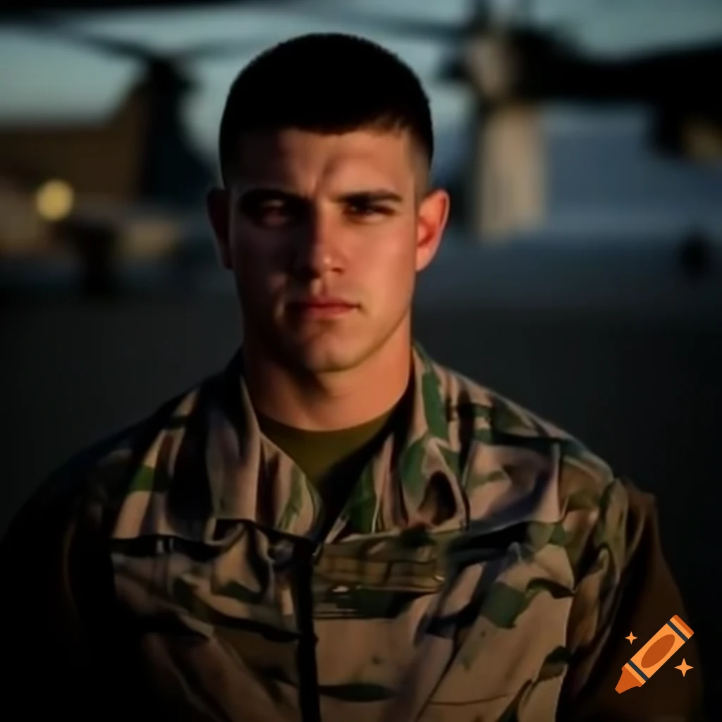 Kevin Zegers in camouflage marine uniform