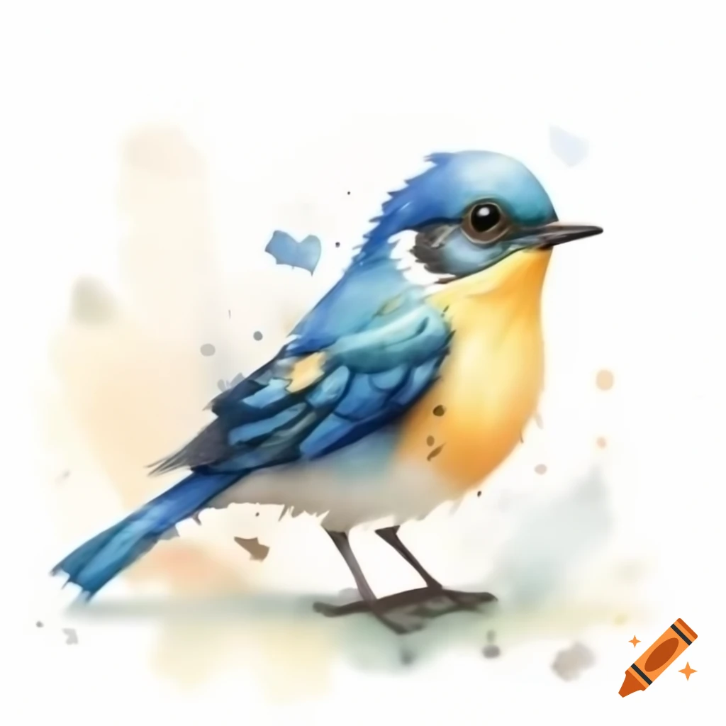 Cartoon bird in watercolor style