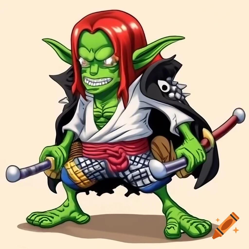 DND male goblin inspired by Shanks from One Piece