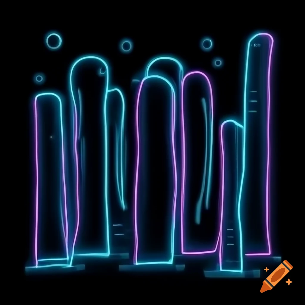 Pillars of neon bubbles with an ethereal glow