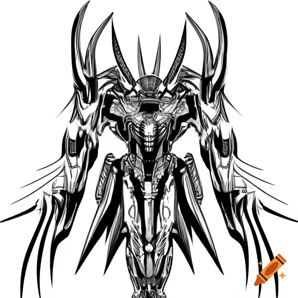 Mecha with sharp claws and demon-like features