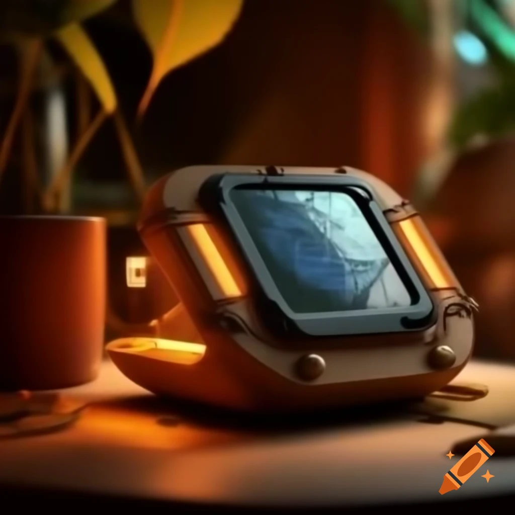 Cozy organic solarpunk e-reader with nature-inspired design elements