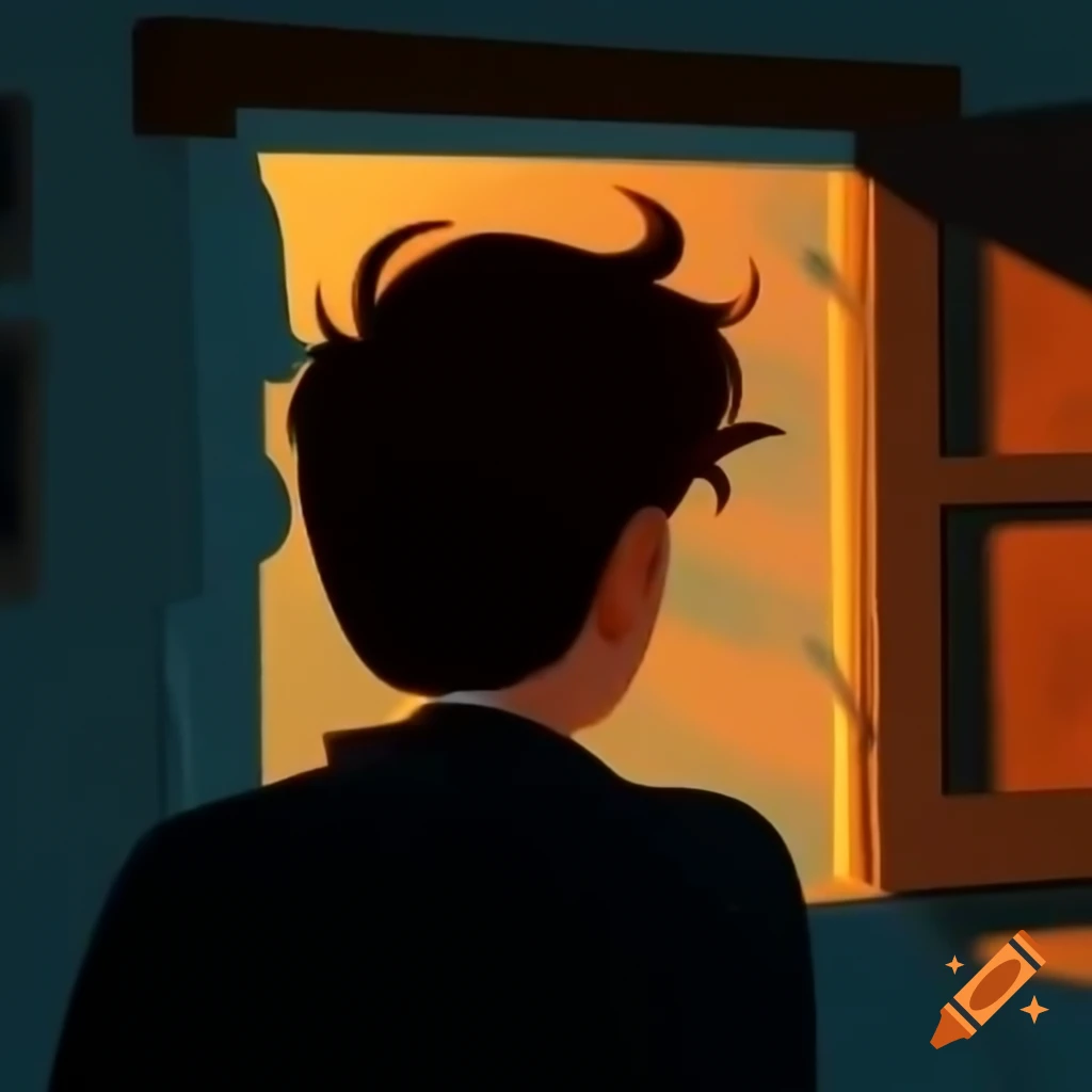 Shadow of a man looking through a window