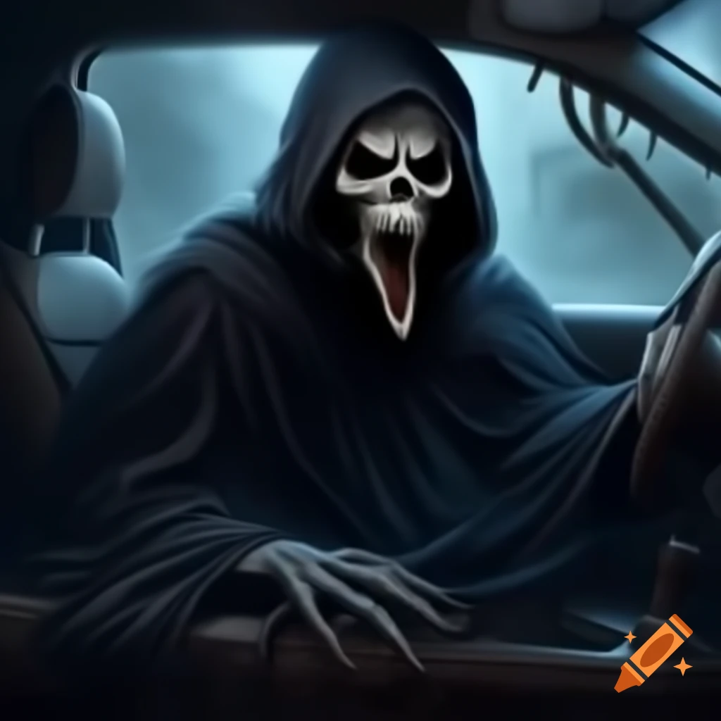 Grim Reaper character in a dynamic drive-by scene