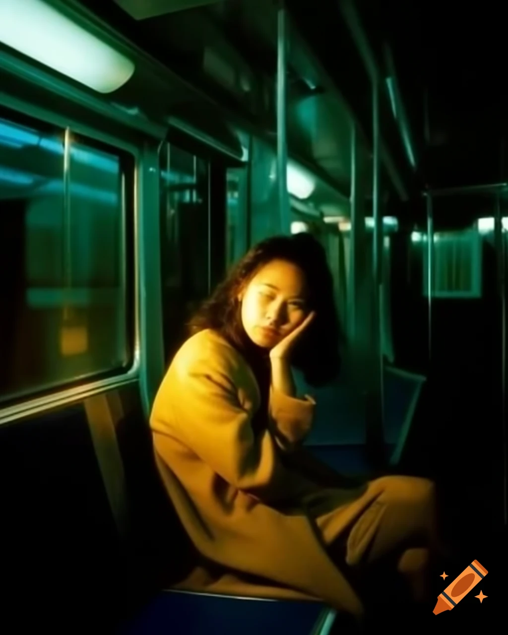 Girl in distress seeking help in Tokyo metro with crowd focused on smartphones