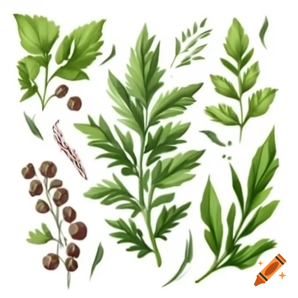 Illustration of various spicy herbs