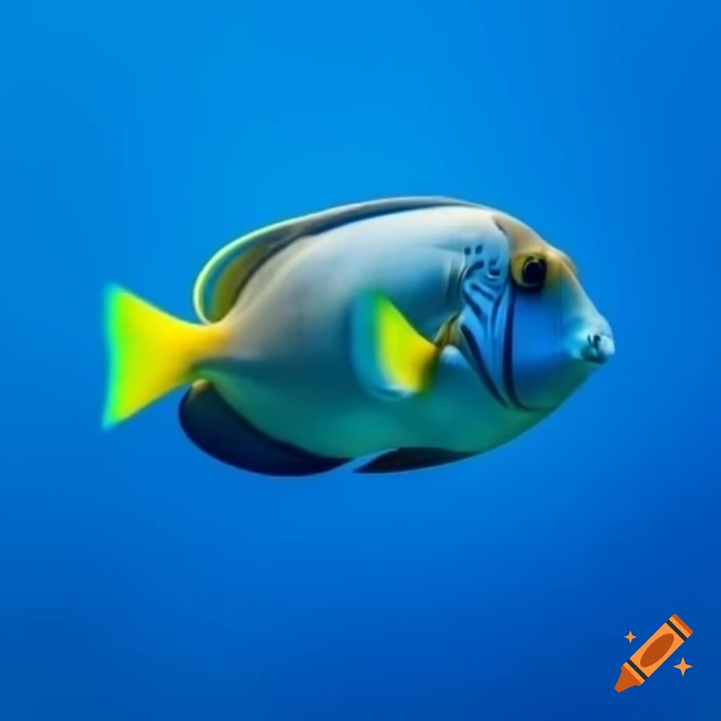 Side view of vibrant tropical blue fish