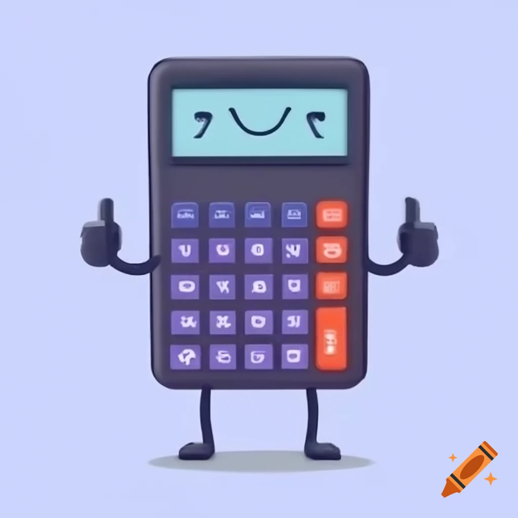 Calculator featuring smiley face and thumbs up hands