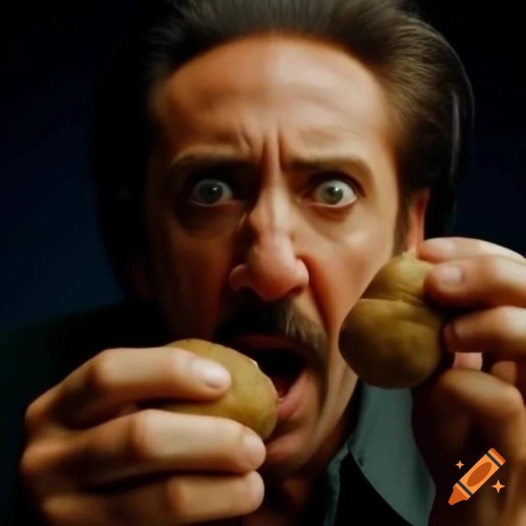 Humorous depiction of Nicolas Cage as a potato