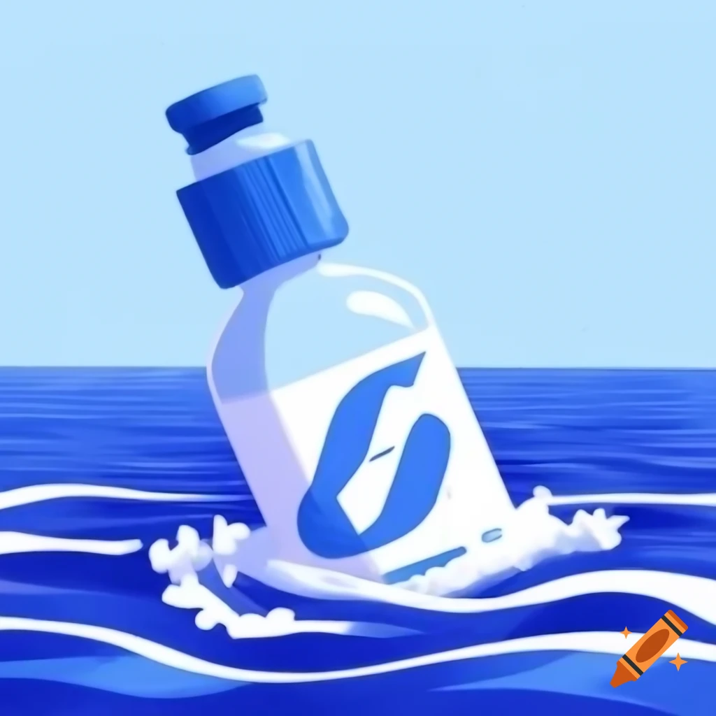Message in a bottle floating in the ocean