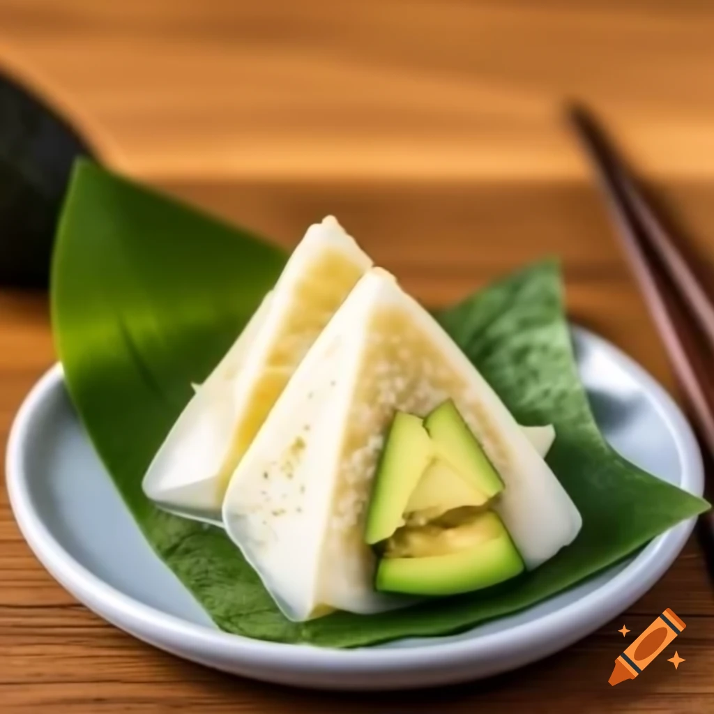 Attieke and avocado onigiri served on a plate