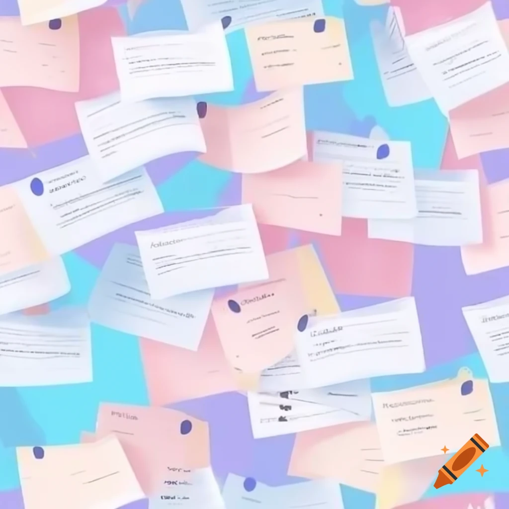 Background of written notes in pastel colors and shades