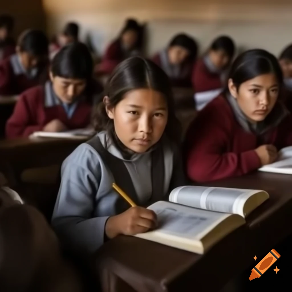 Peruvian students reading in a classroom setting