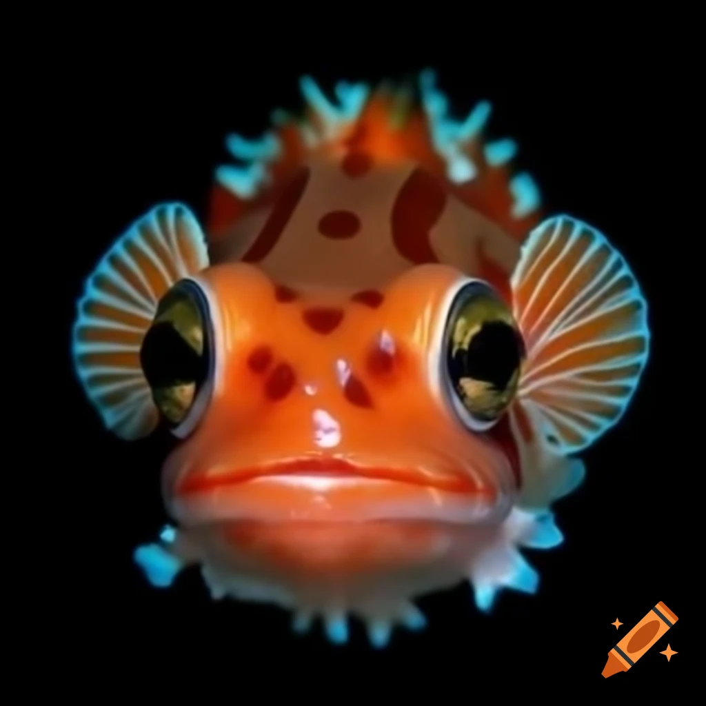 Baby angler frogfish with bright orange spots