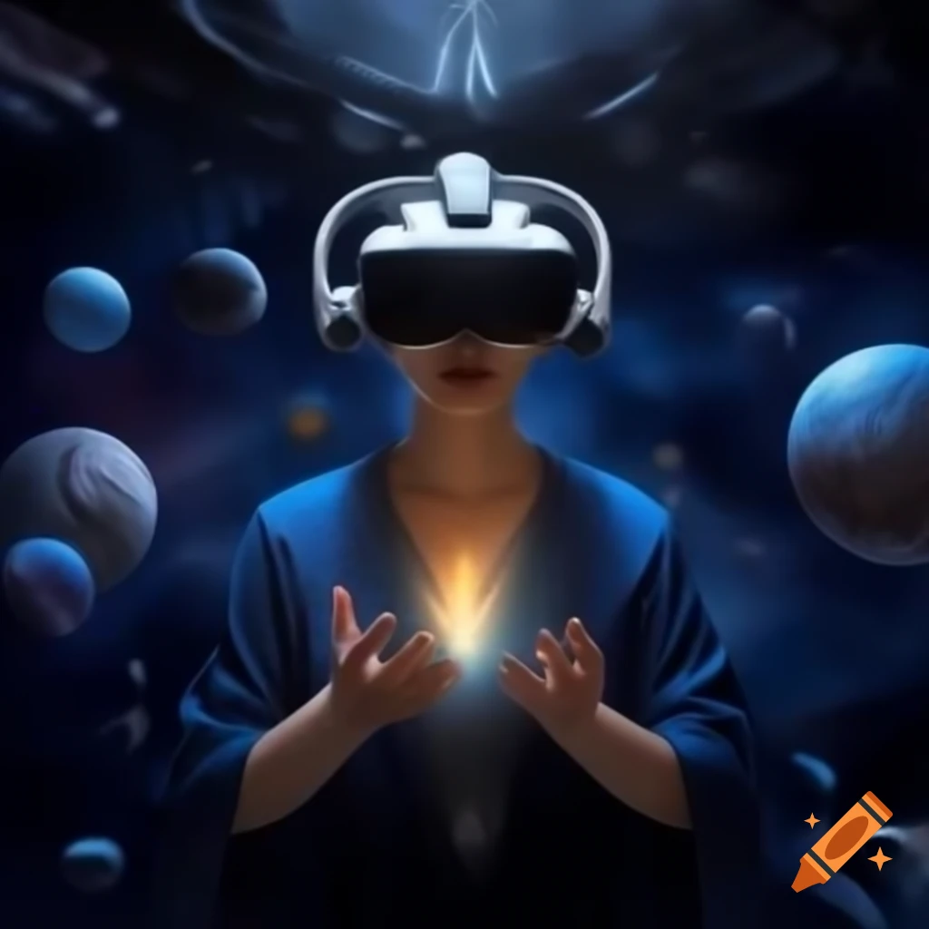 Cosmic surreal scene featuring Dream Weaver Joseph and Super Computer Deep Thought