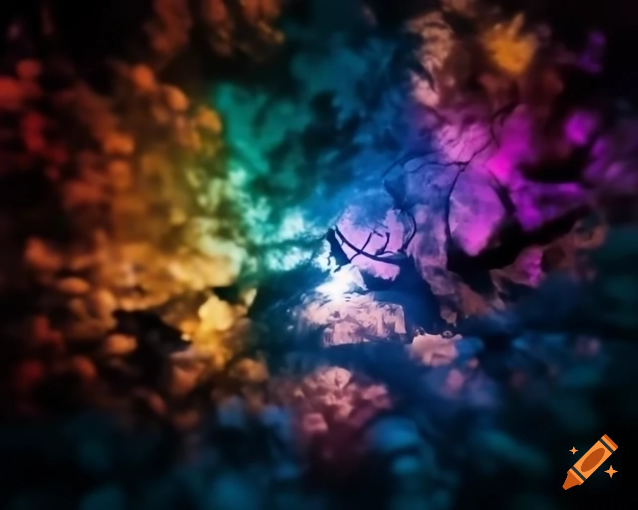 Vibrant HDRI photograph featuring unicorn and mythical creatures