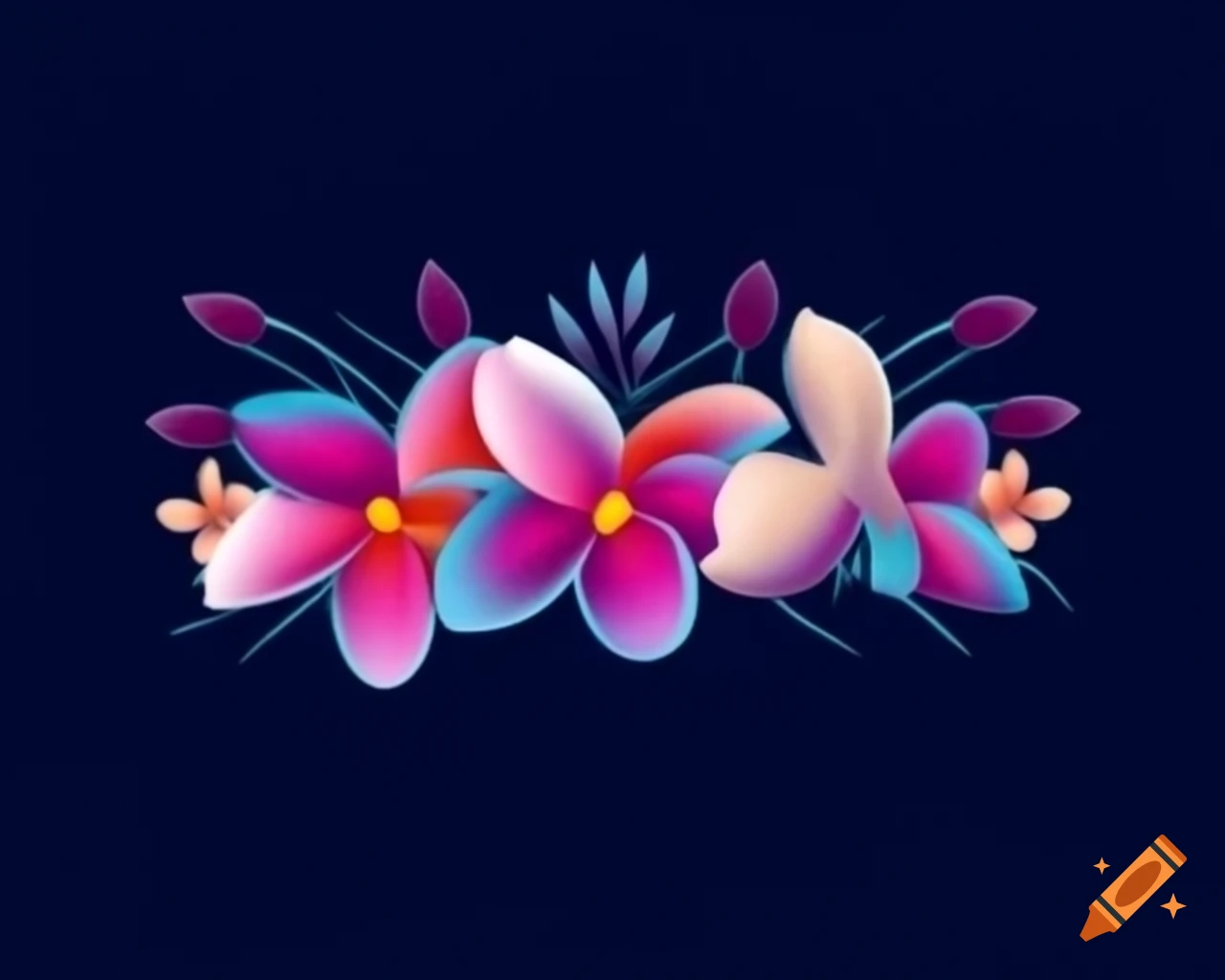 Colorful tiara made of frangipani flowers in storybook style