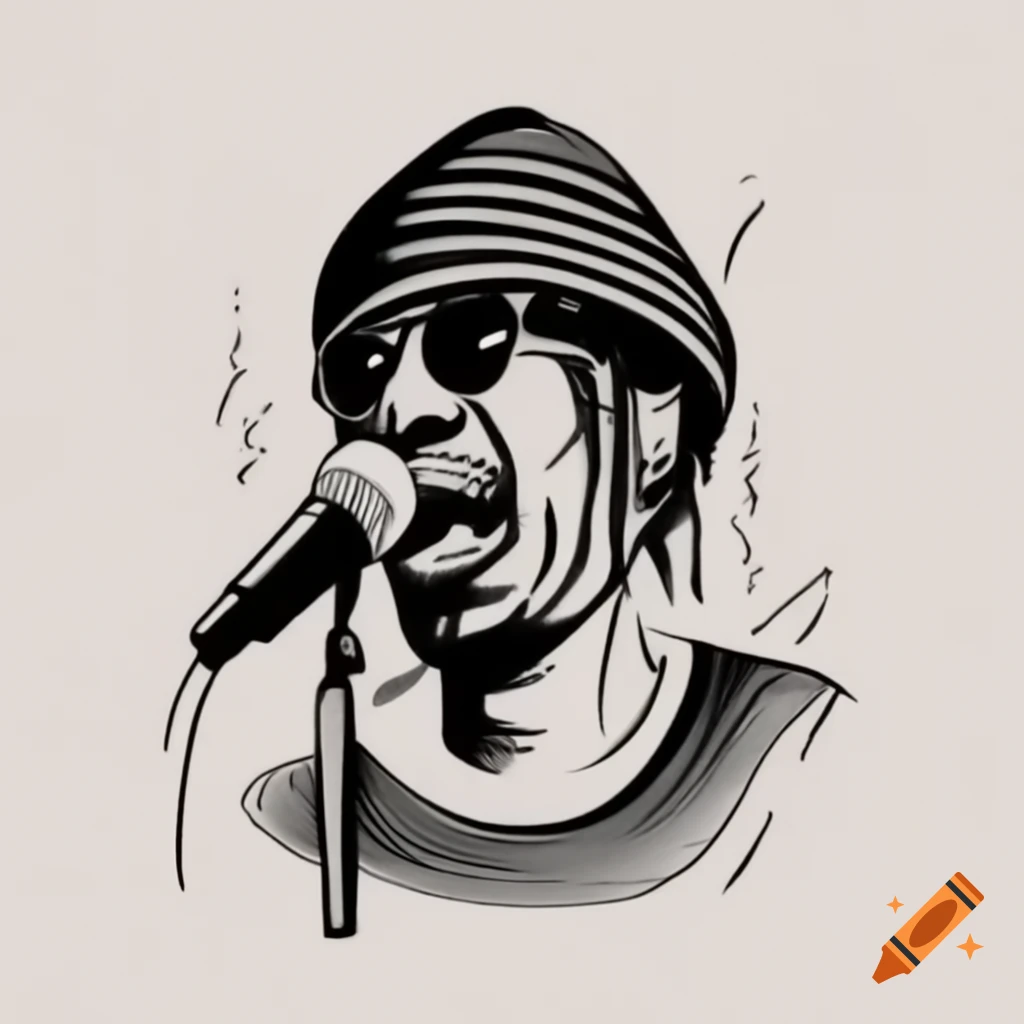 Surrealist painting of a black man with a beanie singing, in the style of Picasso