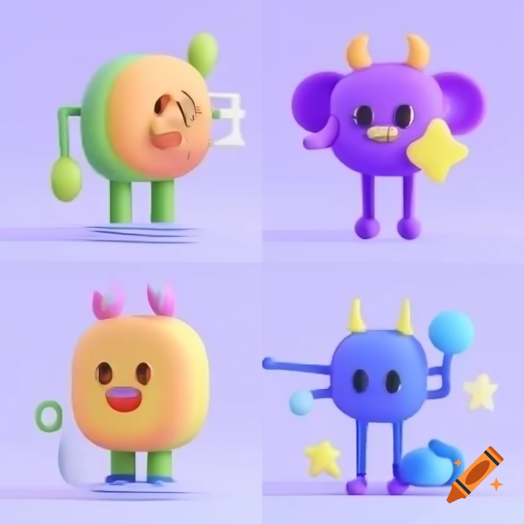 3D illustrations of cute cartoon creatures for job interview, meeting, email, and presentation