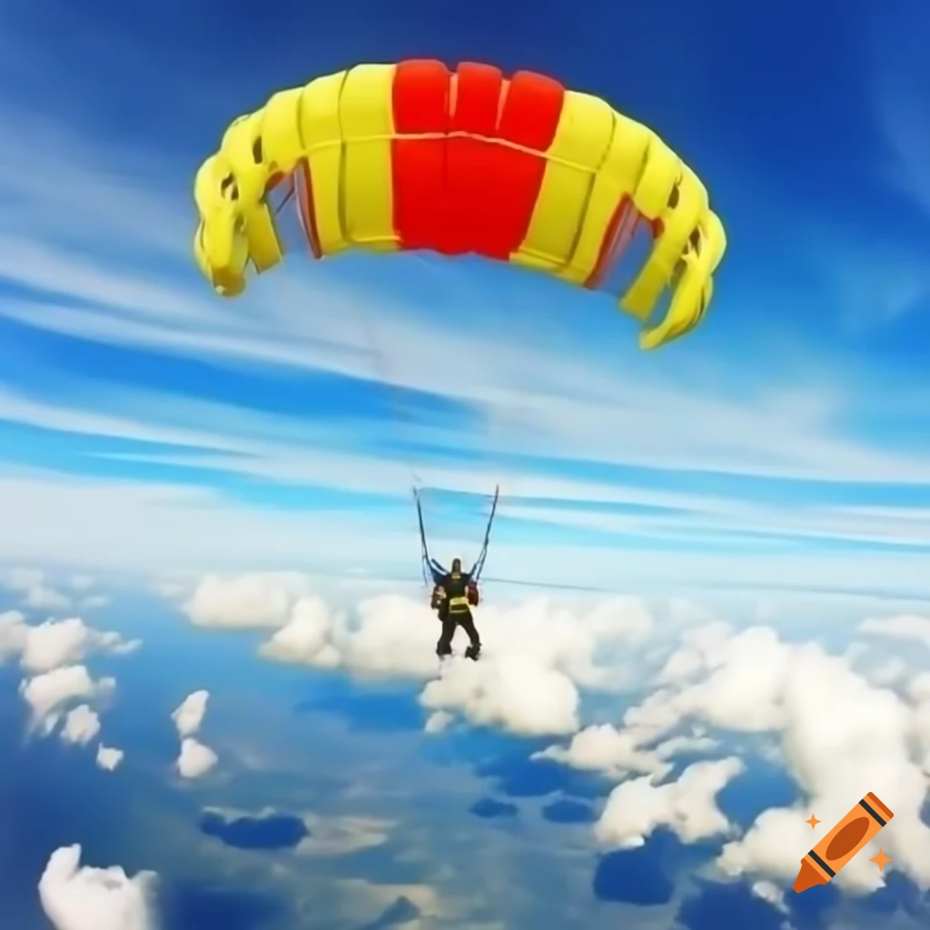 Person parachuting in the sky