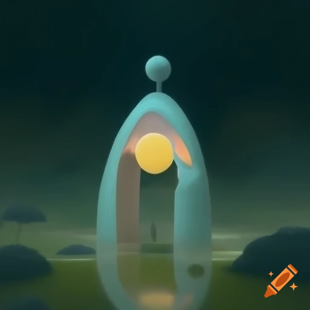 Surrealist landscape with mist and ethereal elements