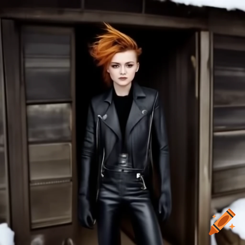 Punk rocker with mohawk hairstyle and leather outfit