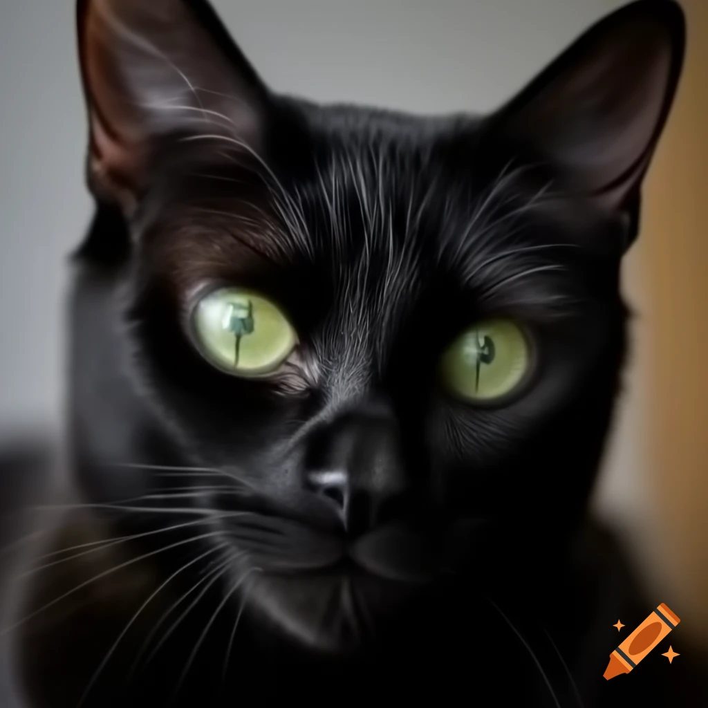Close-up of Edgar Allan Poe's black cat with book cover reference in background