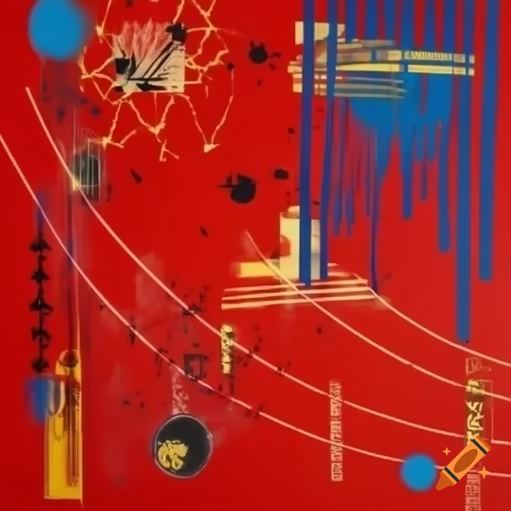 Abstract lines in vibrant colors inspired by Japanese festival concept 'matsuri'