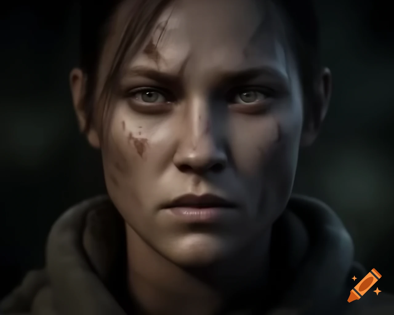 Highly detailed post-apocalypse scenery with female survivor in ghost town